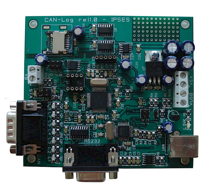 IPSES Srl - CAN Logger: Data Logger for bus CAN with USB and RS232 interface, equipped with SD card.